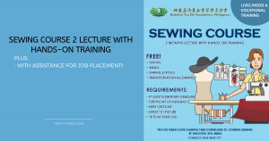 SEWING COURSE 2 LECTURE WITH HANDS-ON TRAINING
